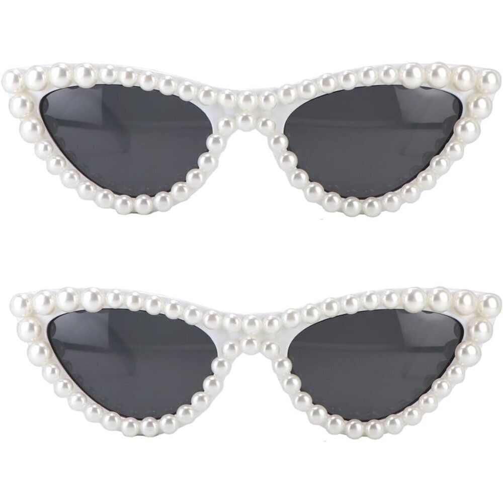 Pearl Cat Eye Sunglasses Womens Fashion Trendy UV Protection Cute Accessory